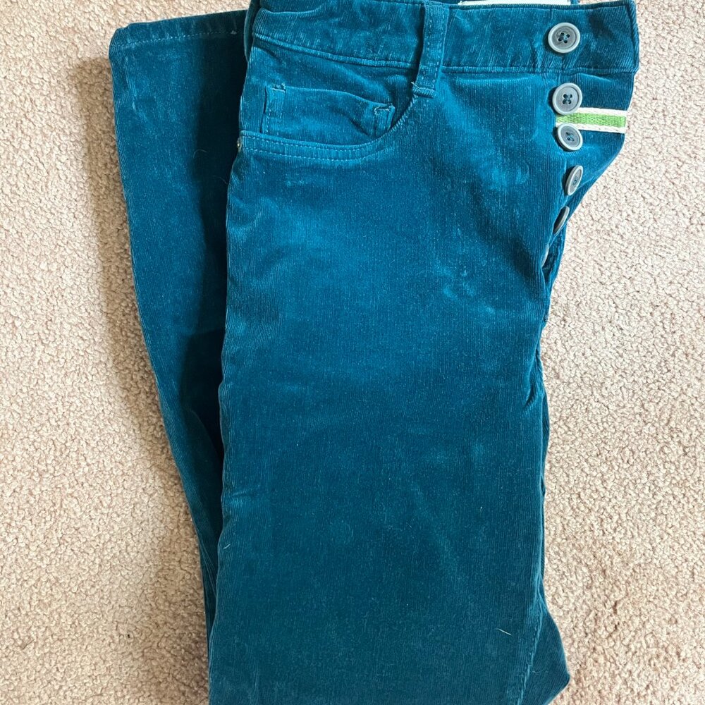Anthropologie Pilcro High-Rise Button-Fly Skinny Corduroy Pants in Teal Size 29 - Picture 3 of 10